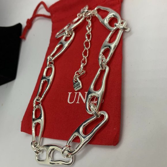 UNO de 50 Necklace BE CONNECTED NECKLACE silver-plated metal large organic link - Picture 5 of 5